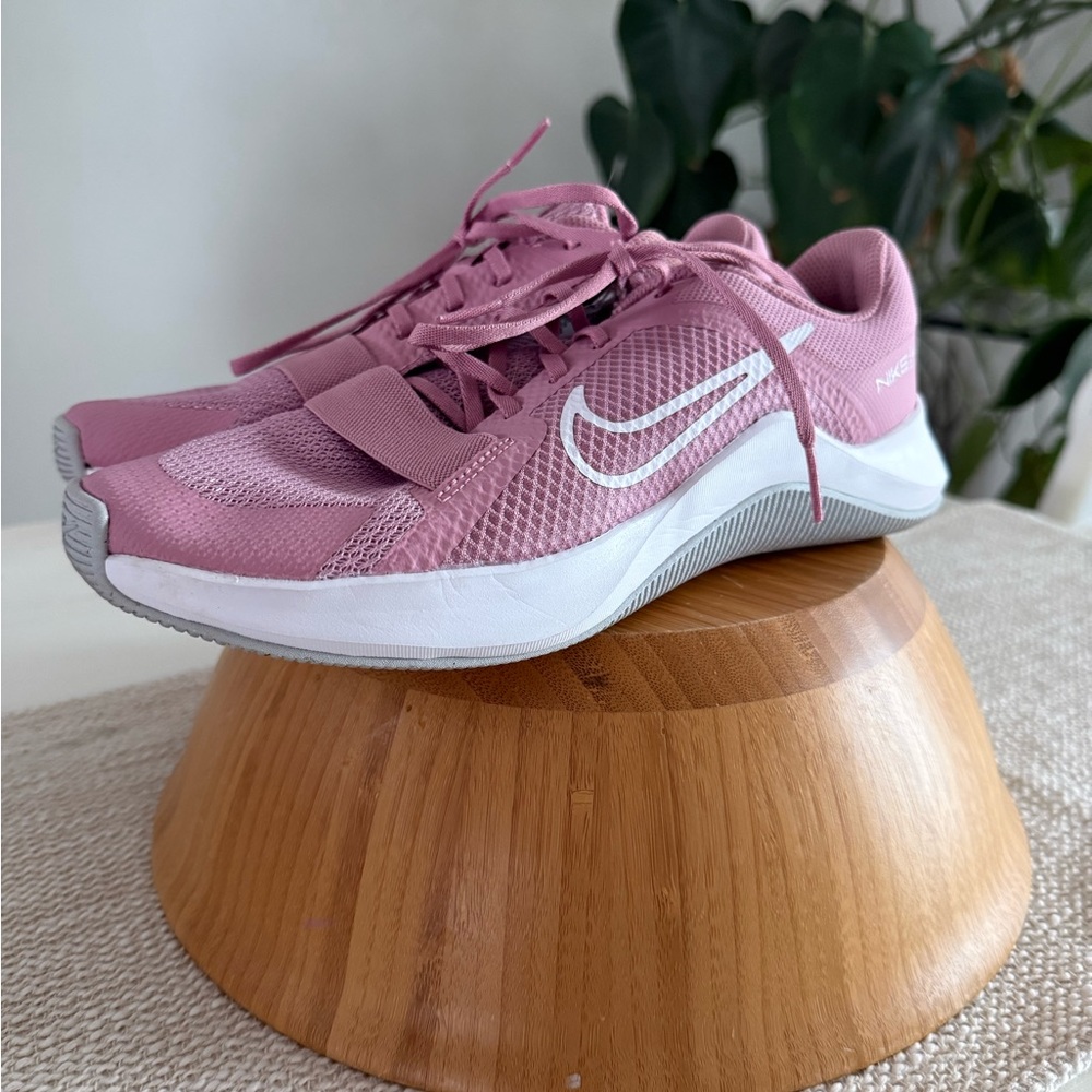 Nike Women's Rose Pink Mesh Training Sneakers with White Swoosh